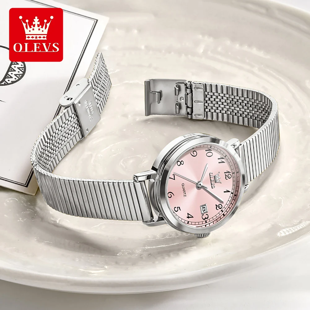 Фото Женские часы OLEVS 7130 Elegance с кварцевым механизмом, одинарным календарем, из нержавеющей стали, водонепроницаемые до 30 м. №2