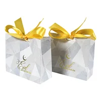 Marble Eid Mubarak Favor candy box Paper Chocolate Boxes Package Gift bag Ramadan Festival INS wind decoration supplies