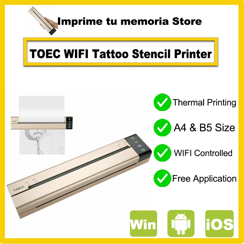 

Tattoo Printer Wireless Mini Rechargeable Built-in Battery Tattoo Stencil Machine Printer Supported Phone APP Windows System