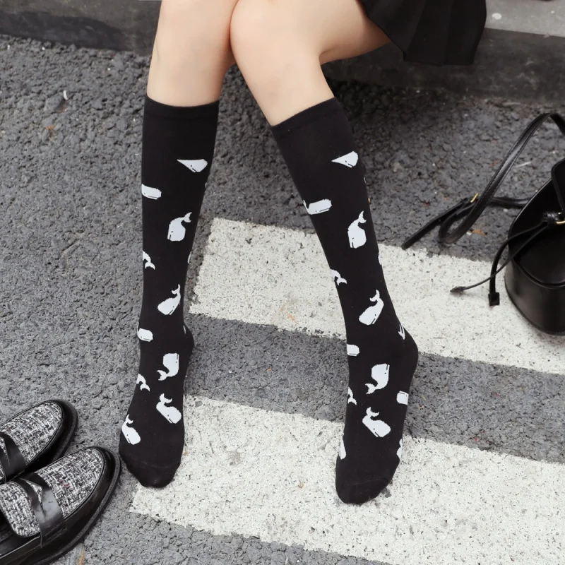 Long Students' Socks Black Calf Socks JK Tube Socks Knee Length Socks Trendy Stockings Japanese and Korean Socks Thigh High Sock