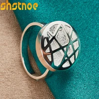 925 sterling silver hollow round ring for man women engagement wedding charm fashion party jewelry gift