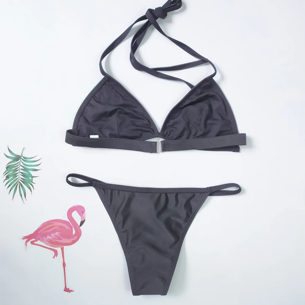 

Sexy Bikini 2021 Plain Bandage Swimsuit Female Swimwear Women Feminine Bikinis Set 2 Pieces Swimming Beachwear for Bathing Suit