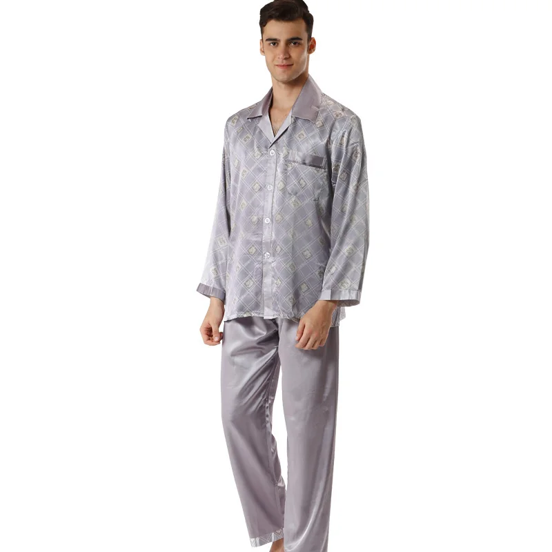 Satin Pajamas Men Sleepwear Classic Satin Pajama Set Men's Night Suit Soft Comfortable Home Lounge Wear Dropshipping