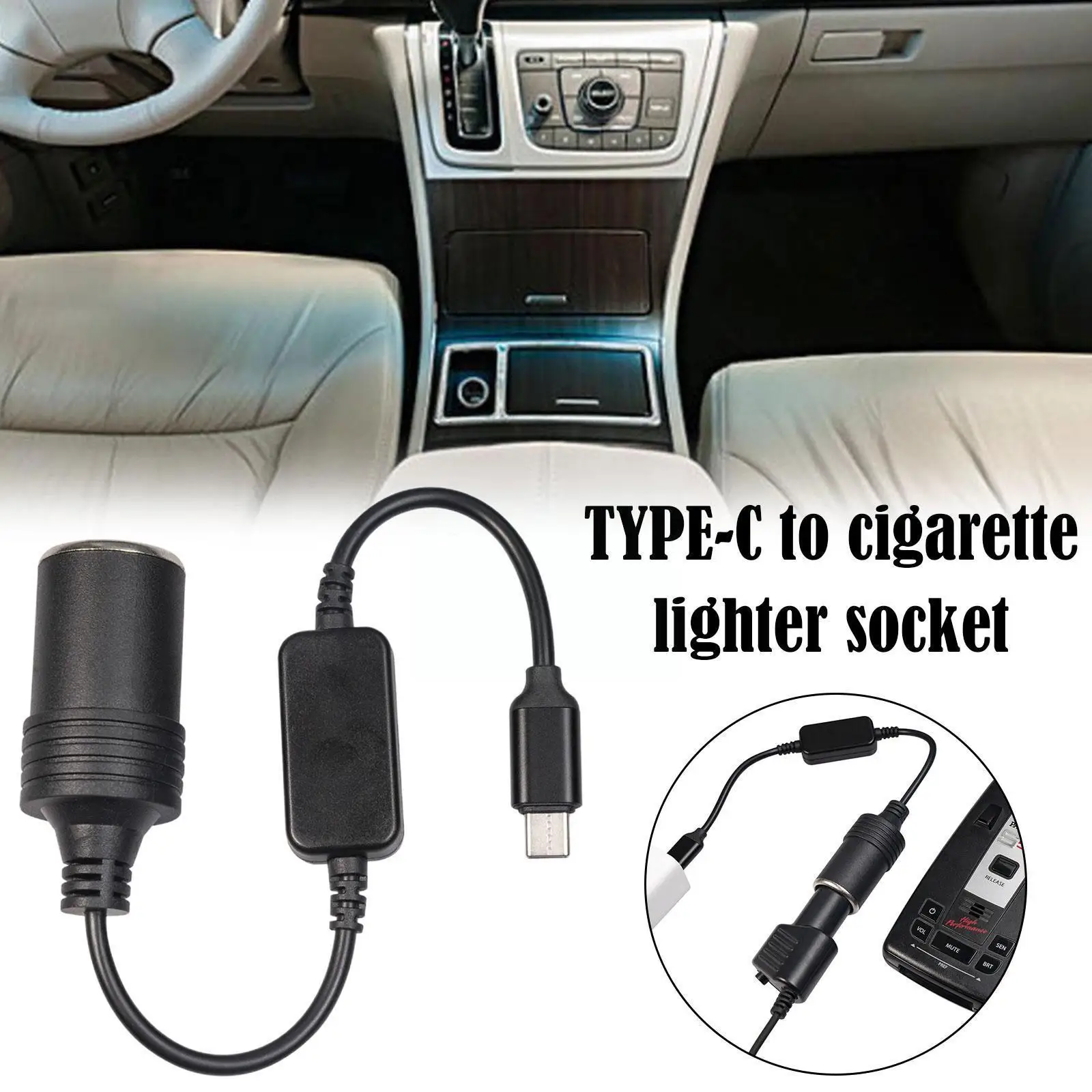 Built-in Boost Chip 12W Power Driving Recorder TYPE-C 5V Lighter Line To Boost Base Cigarette 12V To T0B2