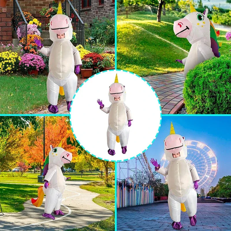 Фото ❤ ❤ Надувной костюм единорога для взрослых, роскошный семицветный костюм единорога для Хэллоуина, косплея и вечеринок ❤ №4