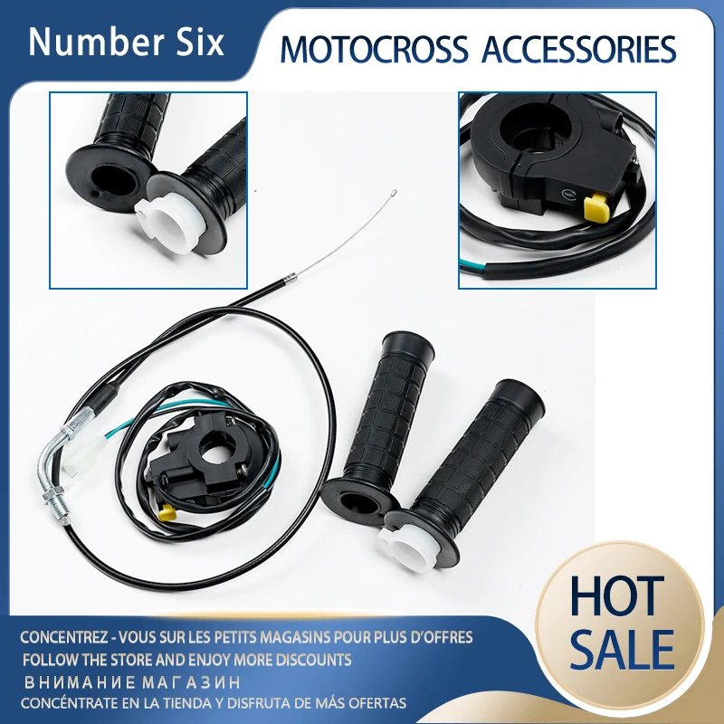 

For ATV Quad Pit Motocross Motocross 7/8" 22mm Motorcycle Handle Throttle Cable + Throttle Cable Kill Switch Set Parts