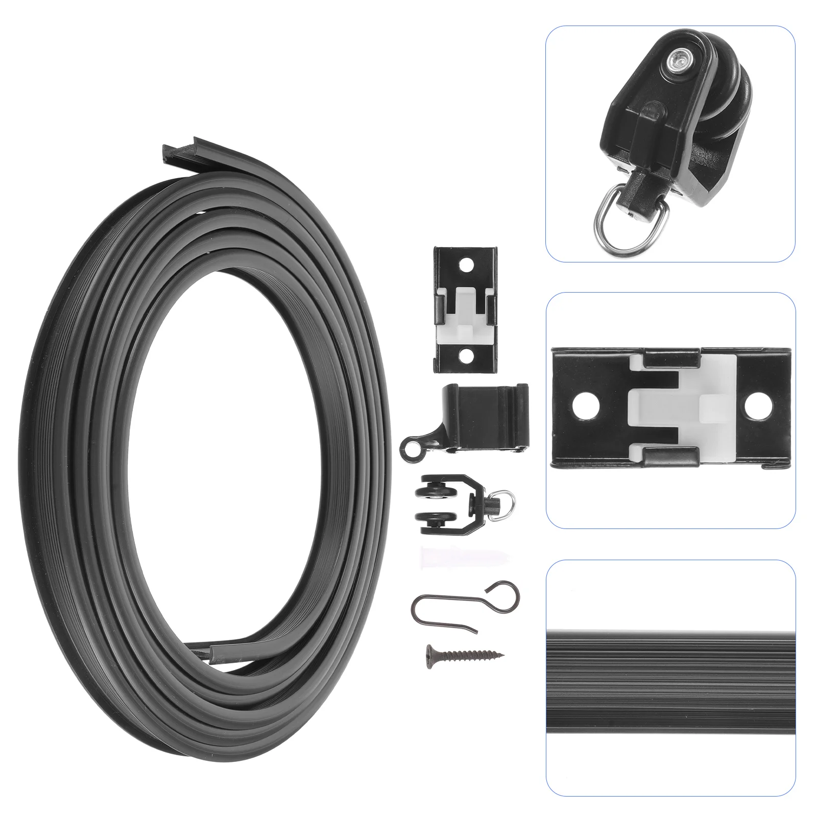 

Curtain Track Curtains Ceiling Mount Home Flexible Rails Wall Outer Pvc System Black Braces