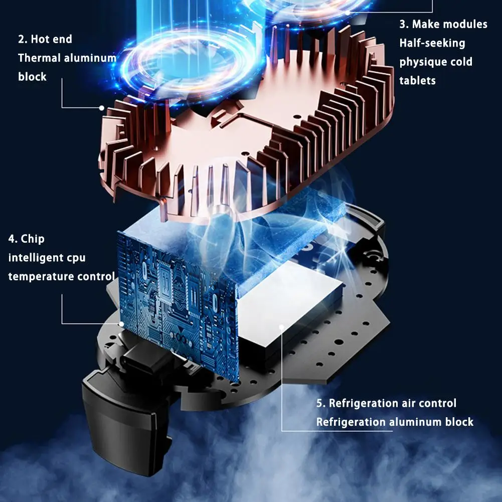 X38 Dual-core Semiconductor Phone Radiator Portable Digital Display Silent Back Clip Phone Cooling Fan Cooler for Ios Android