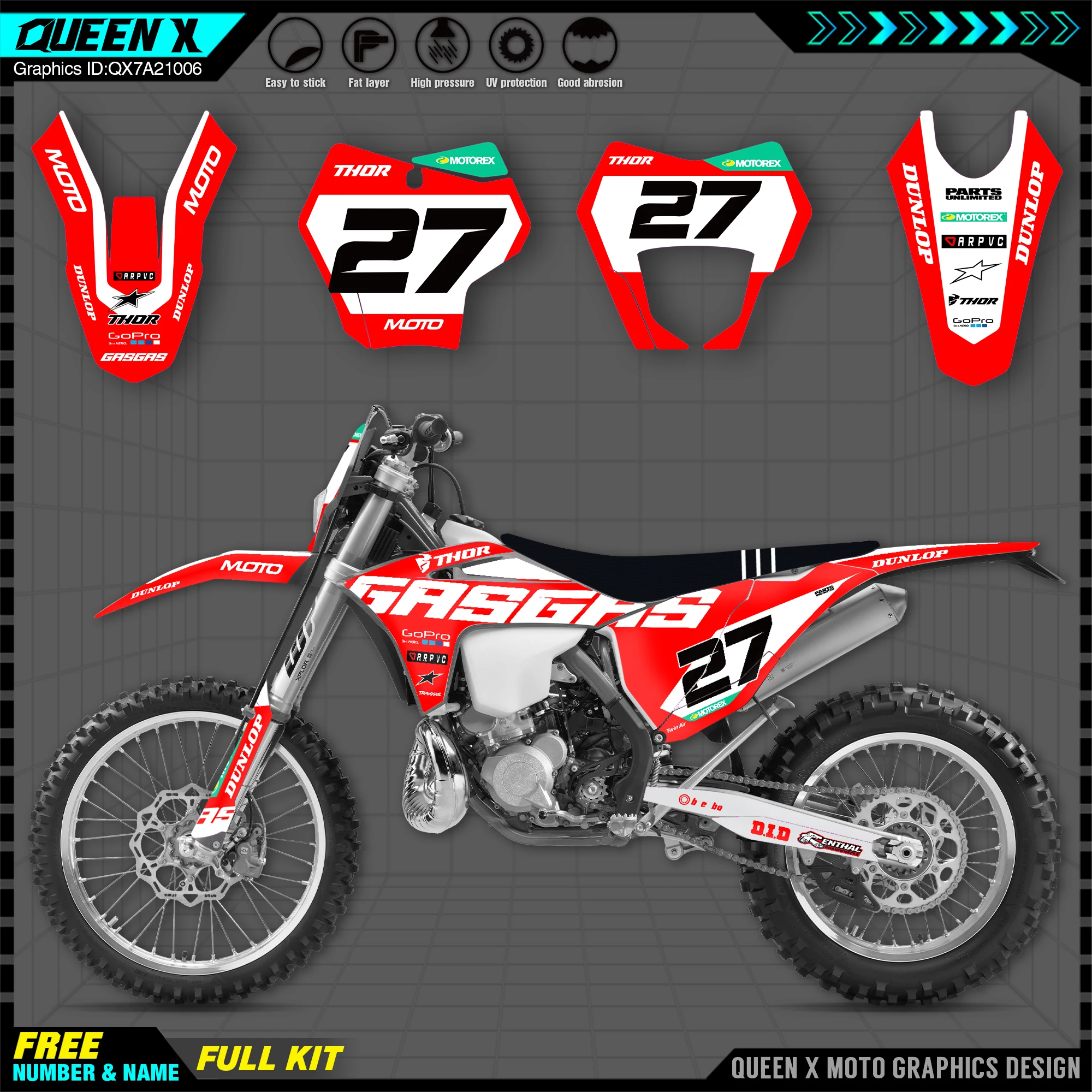 QUEEN X MOTOR Custom Team Graphics Backgrounds Decals 3M Stickers Kit For GASGAS 2021 2022 2023 EC MC 006