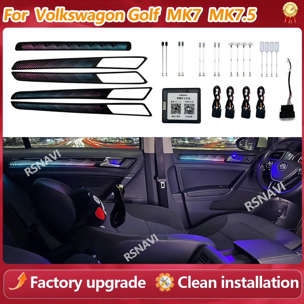 Фото Динамическая активная атмосферная подсветка OEM Design Symphony для Volkswagen Golf MK7, MK7.5, Golf 7, 7.5: Обновление интерьера с LED-подсветкой №1