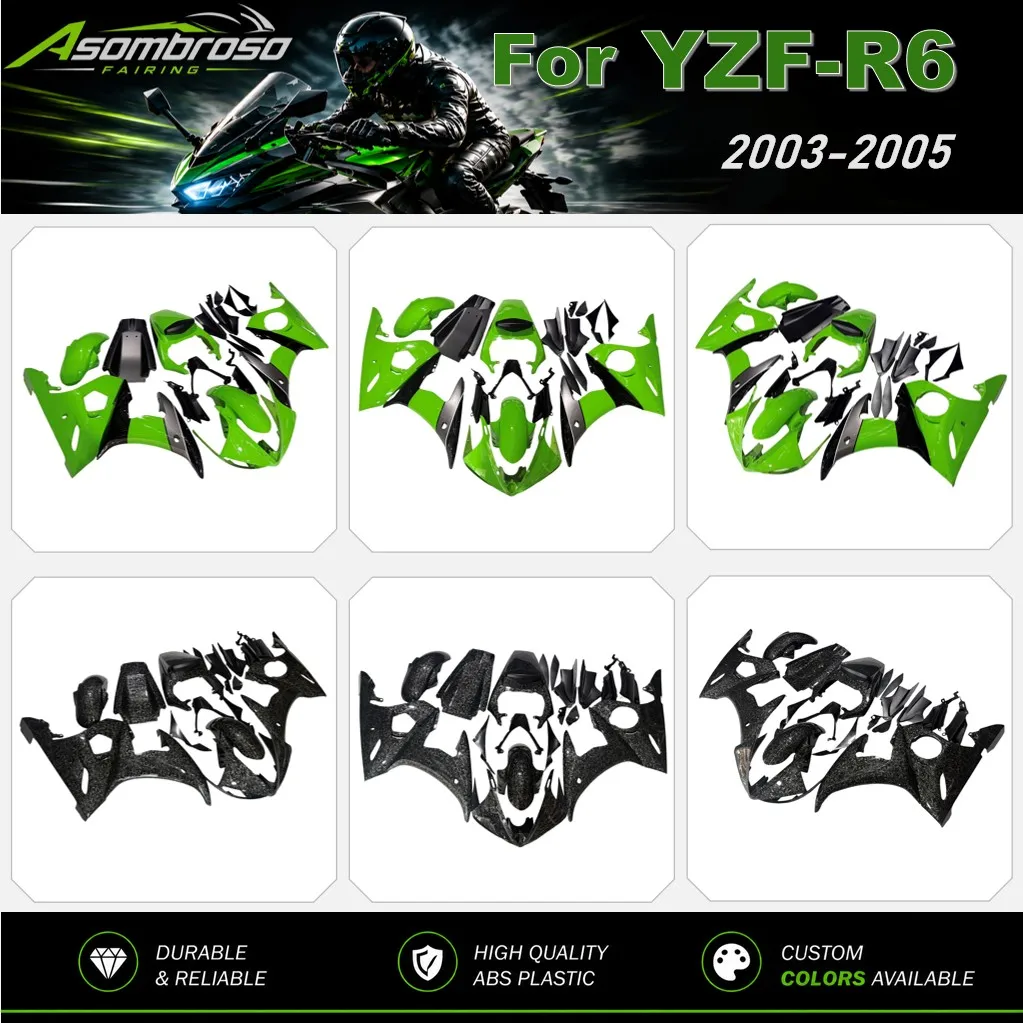 Фото Комплект пластиковых панелей кузова из АБС-пластика для YAMAHA YZF-R6 2003-2005, сменные литые обтекатели с эффектом кованого карбона №1