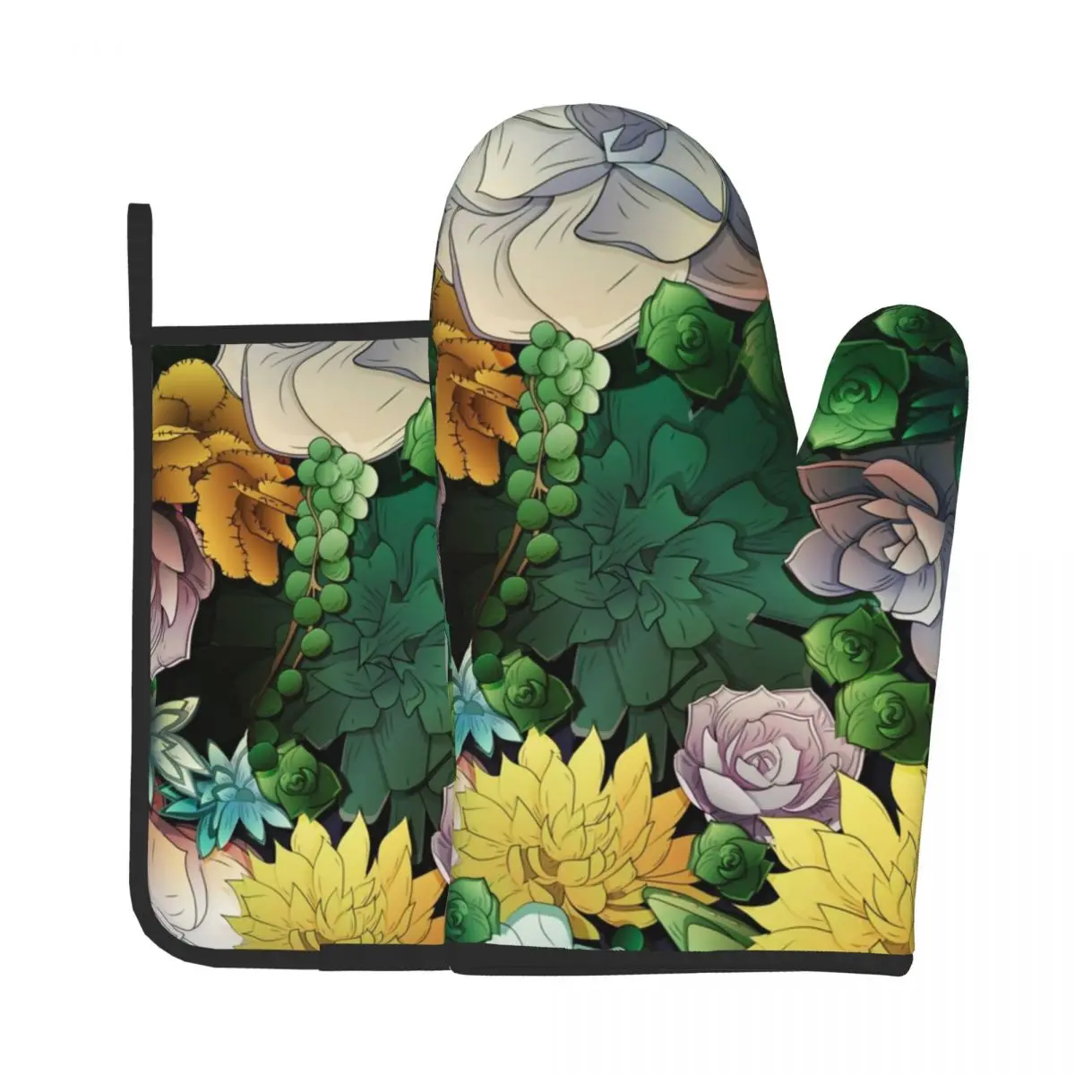 

Succulent World Potholder Pad Kitchen Baking Oven Cooking Gloves Microwave Insulation Pad Oven Mitts Polyester Gloves Home Decor