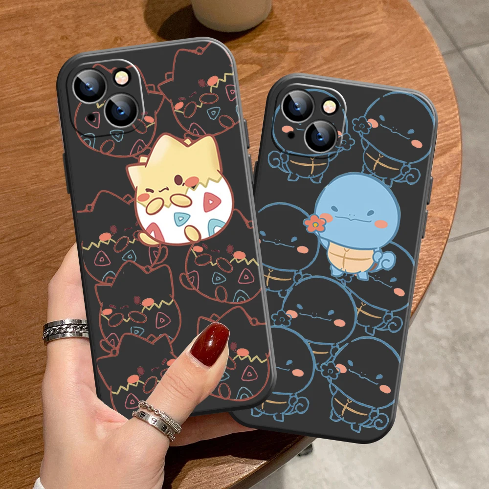 

Japan Pokemon Pikachu Phone Case For Apple iPhone 13 12 11 Pro 12 13 Mini X XR XS Max SE 6 6s 7 8 Plus Funda Back Black Soft
