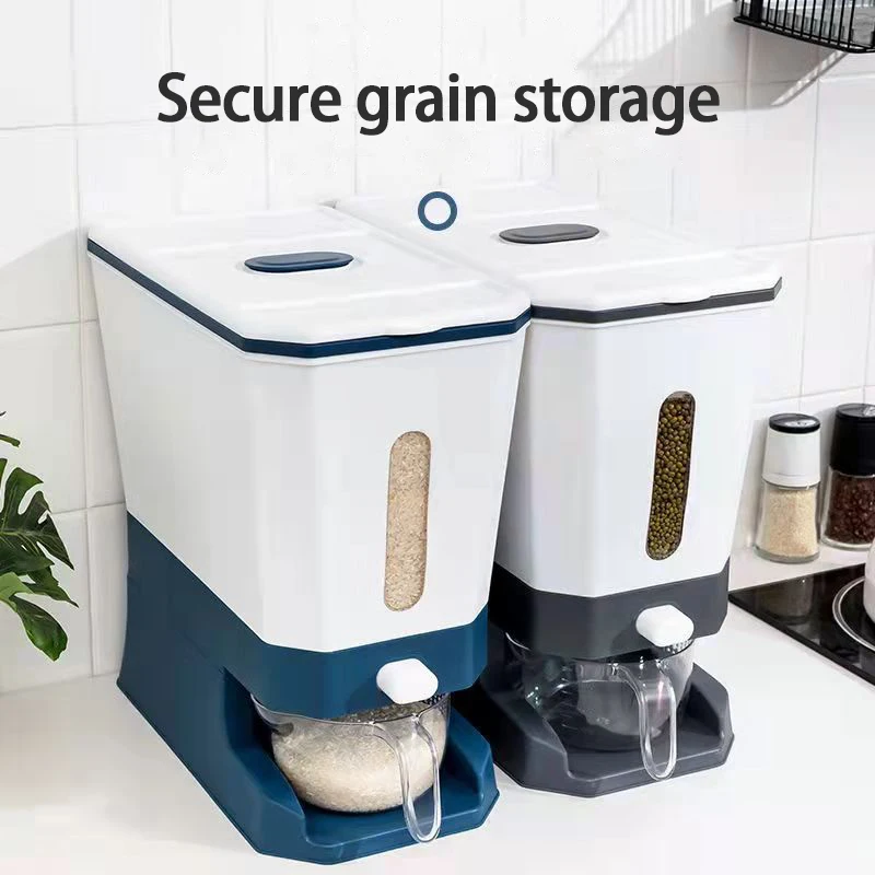 

Grain Sealed Jar Kitchen Container Measuring Moistureproof Pressing Automatic Cereal Dispenser Rice Bucket New Insect Proof Seal
