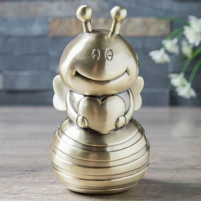 

cartoon bee metal piggy bank safe cash box for money money hidden safe coin dispenser coin counter for kids gifts PB047