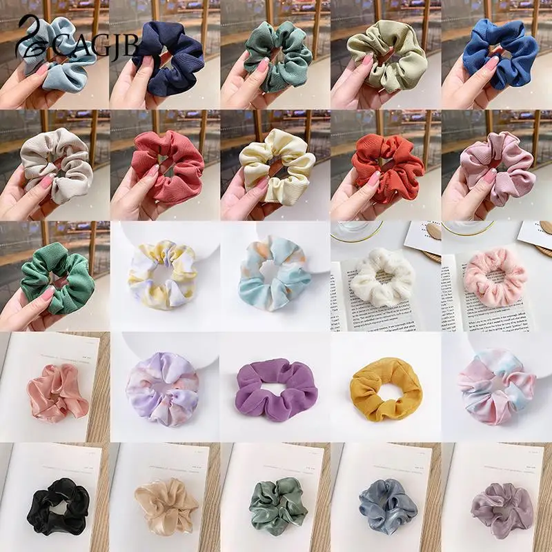 

Korea Sweet Cute Avocado Fruit Print Floral Scrunchies Hair Accessories Elastic Hair Rubber Band Ponytail Holder Accessories