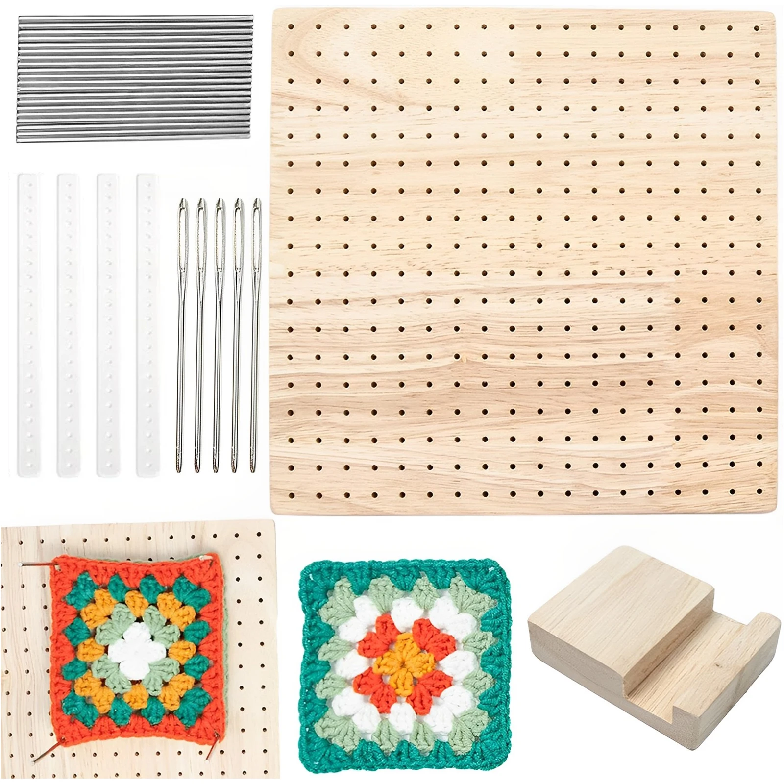 

Деревянная доска с блокировкой, 9,25 дюйма, квадратная доска для вязания, набор для шитья, рисунок для вязания, практичный коврик для вязания крючком с блокировкой