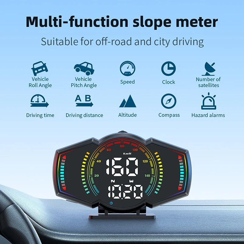 Автомобильный HUD GPS проекционный дисплей спидометр высотомер измеритель уклона