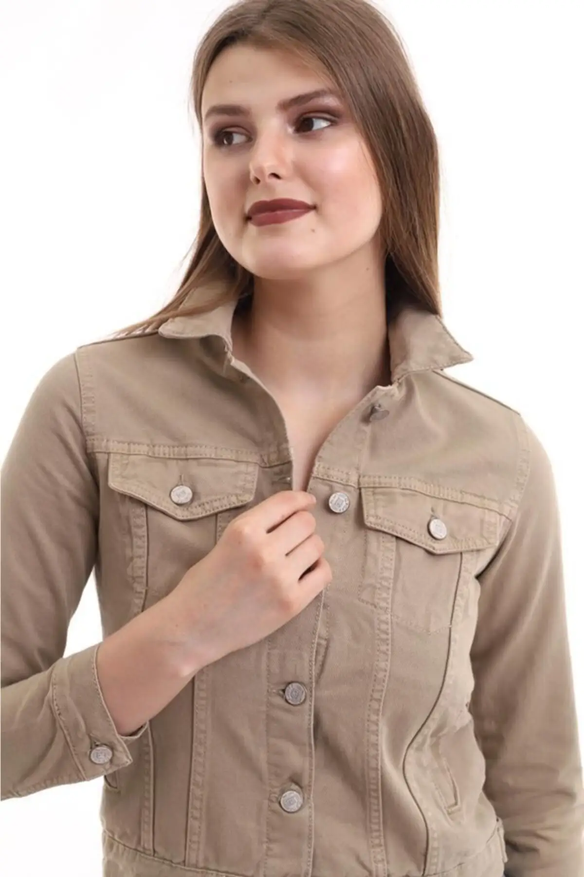 

Women's Fashion Denim Jacket Coat Denim Jacket Beige