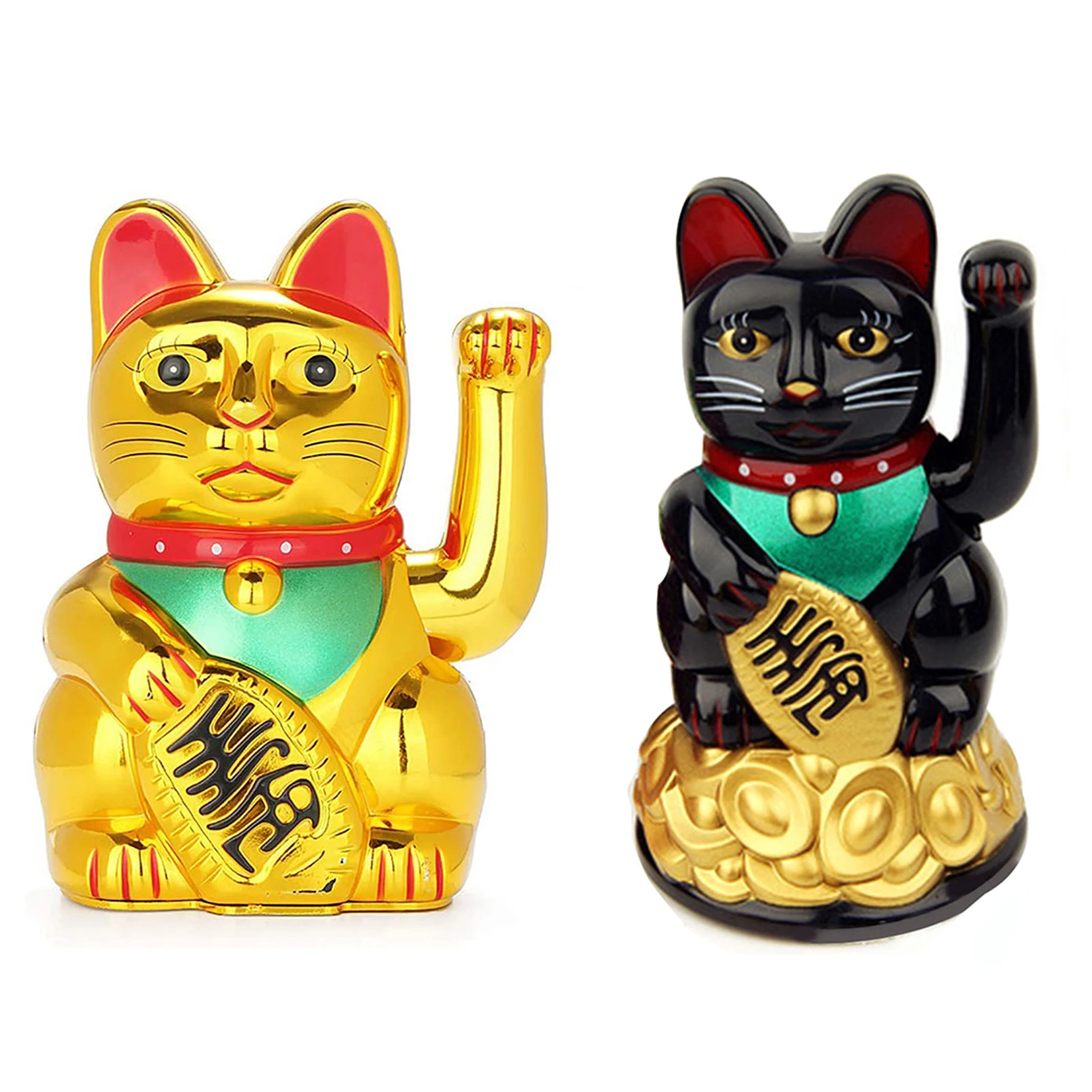 

Waving Arm Lucky Cat Ornament Plastic Fortune Wealth Welcoming Cat Ornament for Office Home Desk Decor