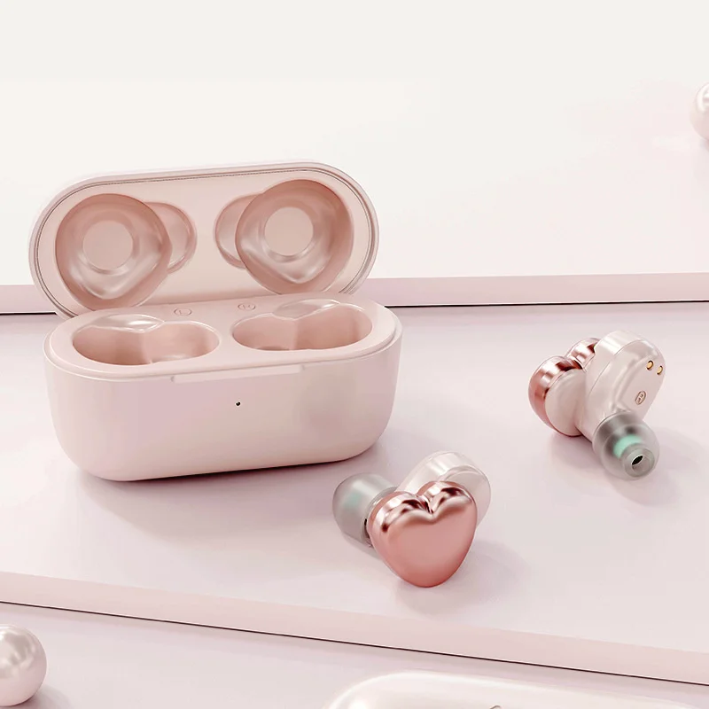 

New Original NB782 TWS Bluetooth Wireless Headphones Heart Shaped Earphones woman Earphone High Quality Heart Earbuds Girl Gift