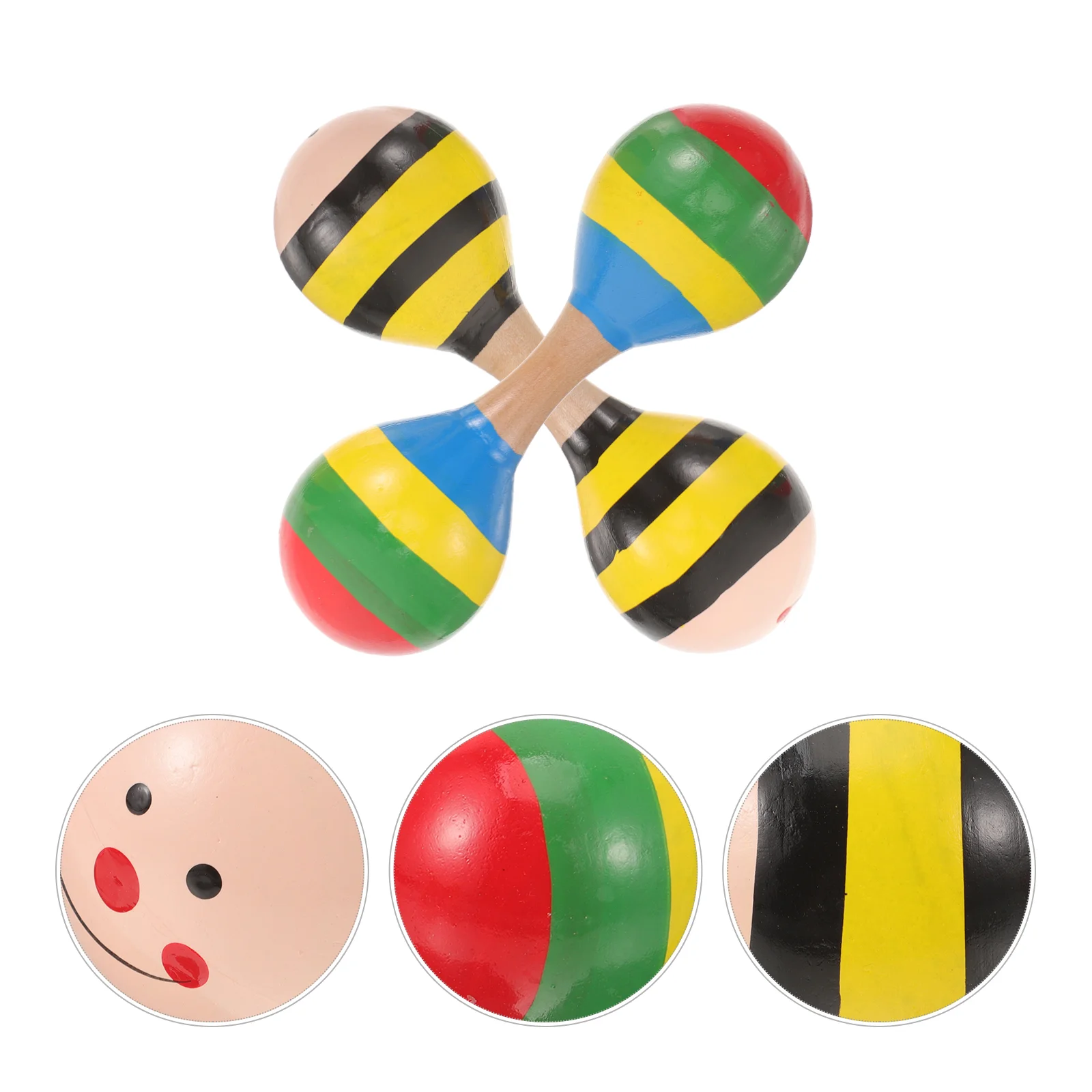 

2 Pcs Double-headed Maraca Sand Hammer Instrument Toy Educational Toys Infant Music Interesting Wooden Baby Piano
