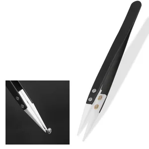 Пинцет прецизионные керамические пинцеты с наконечниками антистатические прямые пинцеты с ручкой из нержавеющей стали устойчивые к высоким температурам