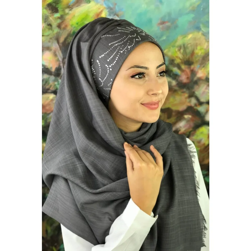 

Dorlie Gümüş Sequins Printed Fireworks Pattern Smoked Color Ready Shawl