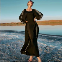 ramadan eid mubarak black stain abaya dubai turkey islam muslim dress for women robe caftan marocain de soiree femme musulmane