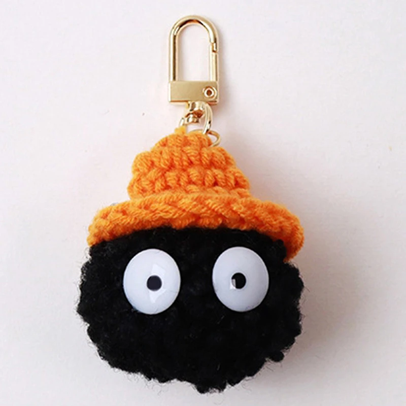 

Plush Small Coal Ball Keychain Cute Black Pink Pendant Creative Bag Car Metal Keyring Girl Boy Lover Lanyard Gift Accessories