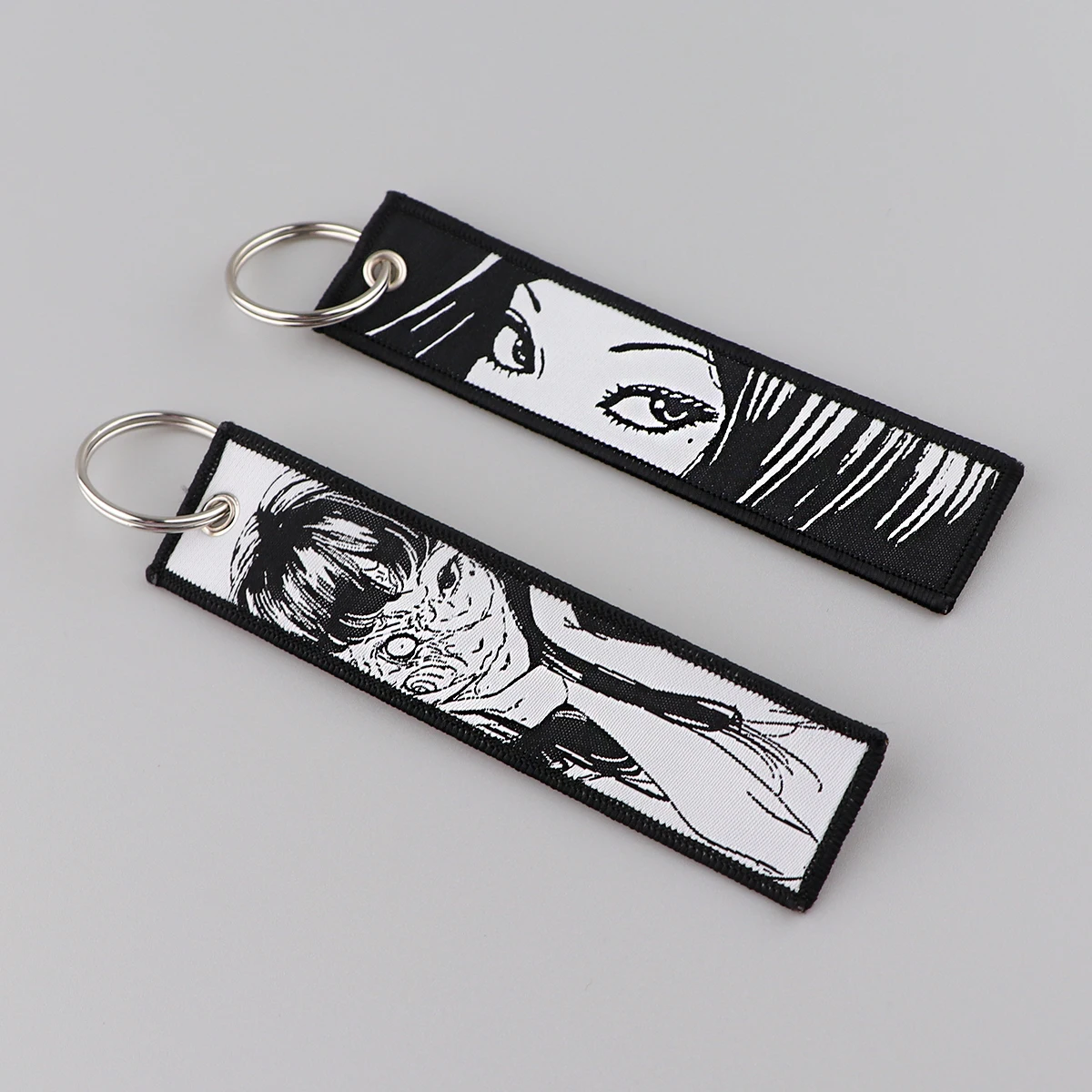 

Japanese Anime Junji Ito Embroidery Key Tag Fashion Key Tag Keychain for Motorcycles Key Pendant Key Ring Chaveiro