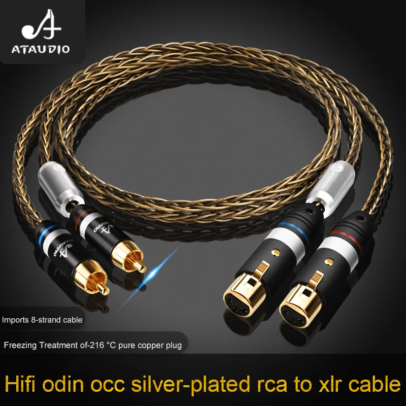 

ATAUDIO One Pair HIFI 2RCA to 2XLR Audio Cable OCC Silver Plated Hifi Audio Cable 2RCA to 2XLR Male for CD Amplifier Speaker