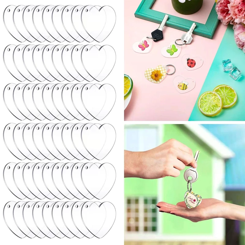 

30/60x, акриловые заготовки для брелоков, подвеска в форме сердца для рукоделия