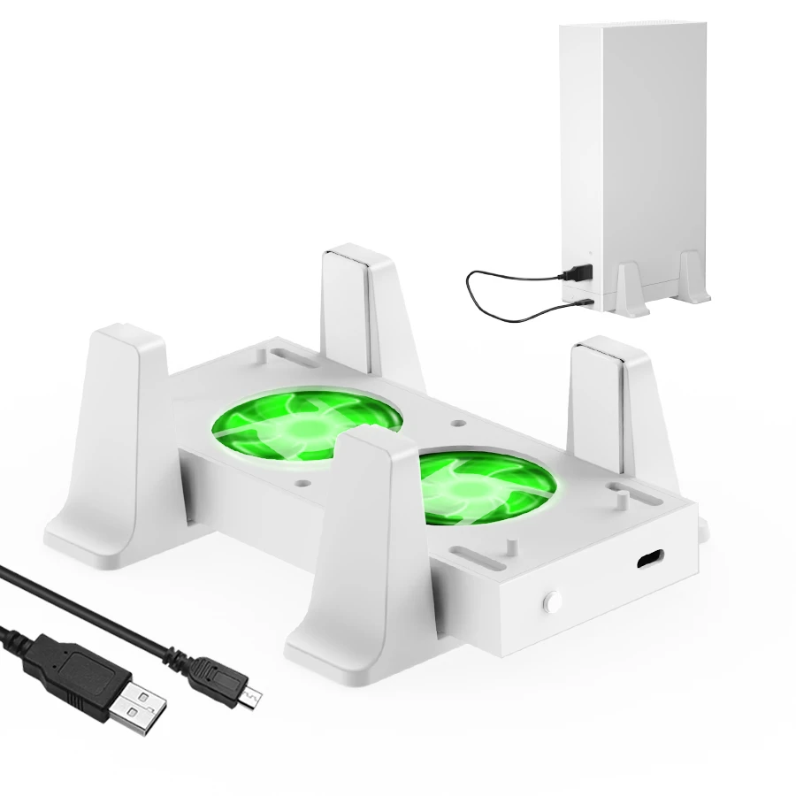 

for Xbox Series S Cooling Fan Console Vertical Stand Holder External Cooler 2 USB Ports Fans 3 Speeds for Xbox Series S Console