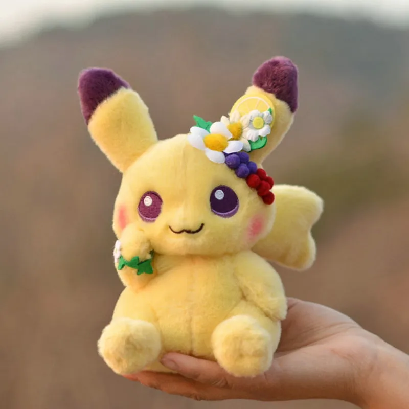 Easter Spring Festival Pokemon Plush Toys Pikachu Eevee Stuffed Toy Kawaii Flower Corolla Elf Peluche Doll Kid Birthday Gift images - 6