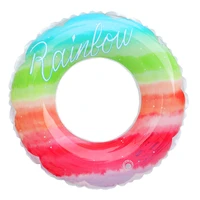 ins adult swimming ring thickened pvc rainbow pattern swimming ring childrens gradient color inflatables swimming circle