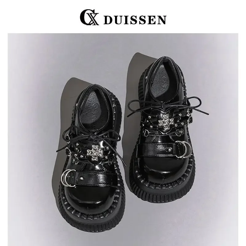 Новинка 2024 женские кожаные туфли Y2k с низким верхом на платформе красивые толстой