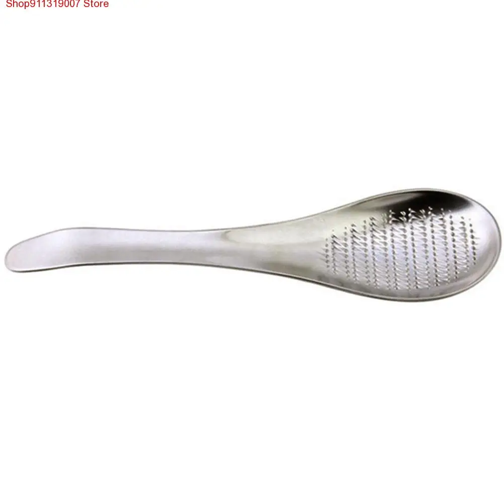 

Spoon Shape Grater Silver Stainless Steel Lemon Zester Ginger Grater Garlic Grinding Spoon Tool