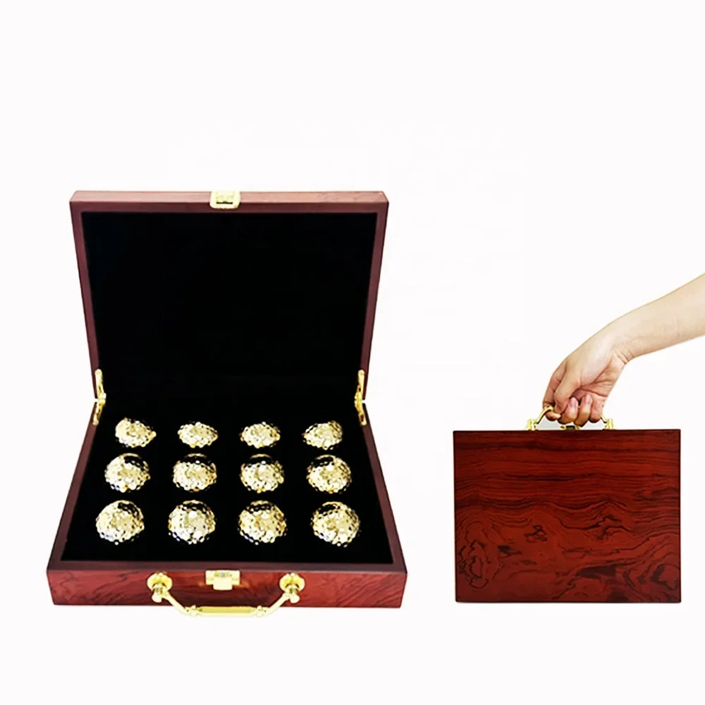 Белый золотистый мяч для гольфа набор мячей с деревянной коробкой взрослых и