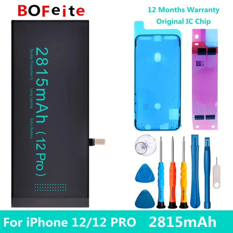 

Аккумулятор BoFeite для iPhone 12 Pro, 2815 мАч, Сменный аккумулятор для Apple phone, аккумулятор с комплектом инструментов для ремонта