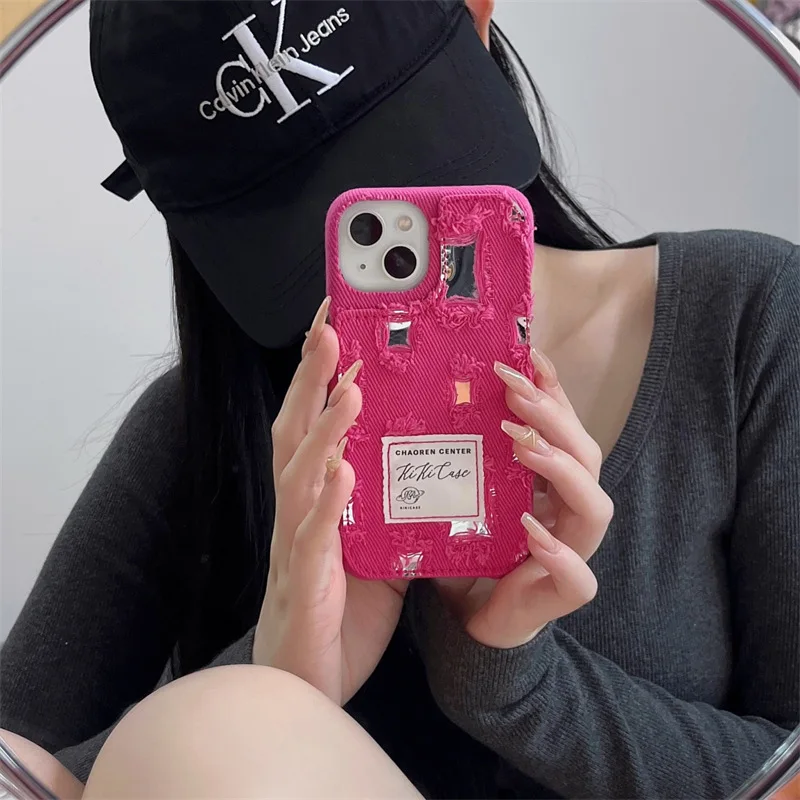 Классический Ins корейский милый джинсовый холщовый чехол для телефона iPhone 15 Pro 11 12