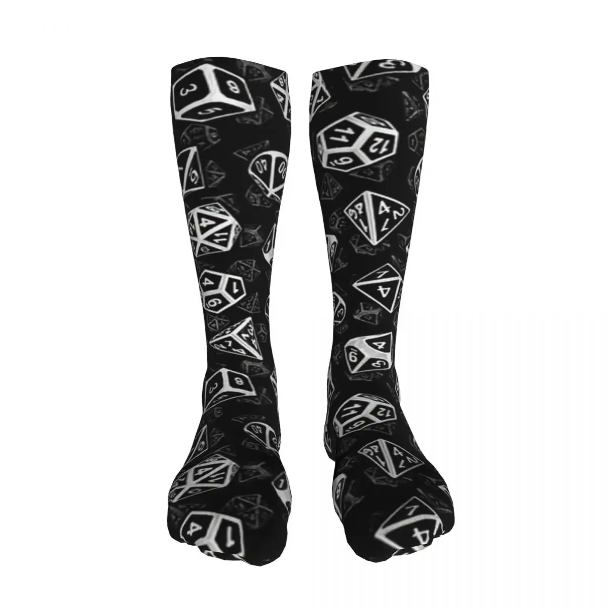 

D20 Dice Set Pattern (White) stockings Thickened thermal stockings Men's and women's stockings, For Unisex