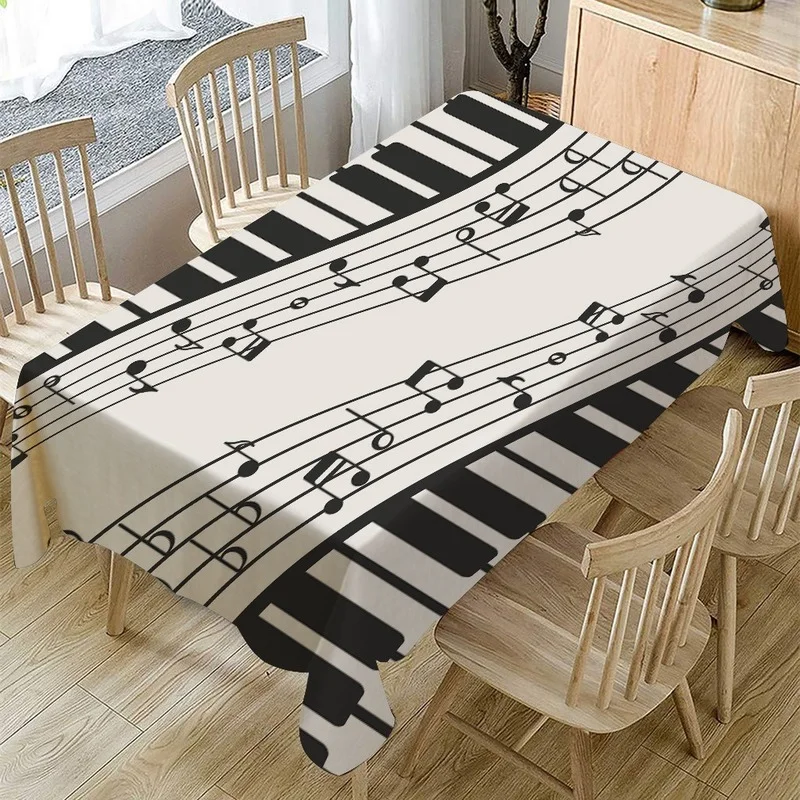Piano Printing Pattern Rectangular Waterproof Tablecloth Kitchen Living Room Party Wedding Decoration Coffee Table Tablecloth