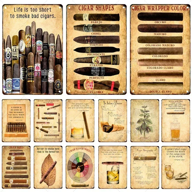 Винтажный жестяной металлический рекламный постер для табака сигар виски клуба
