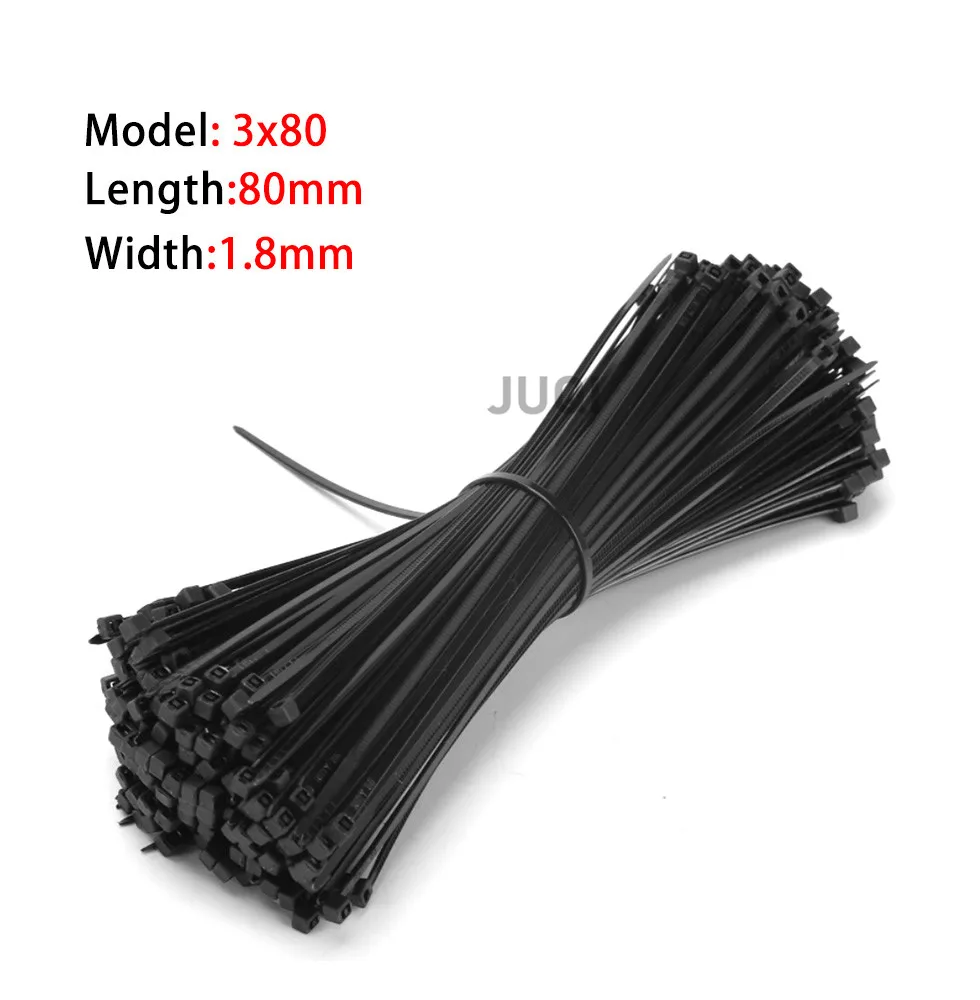 

100 шт. самоблокирующиеся пластиковые нейлоновые кабельные стяжки черная длина 80 ~ 400 мм кабельная стяжка крепежное кольцо промышленная кабельная стяжка кабельная
