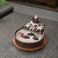 fish backflow incense burner meditation gifts home office tea house decor chinese censer holder zen buddhist crafts ornaments