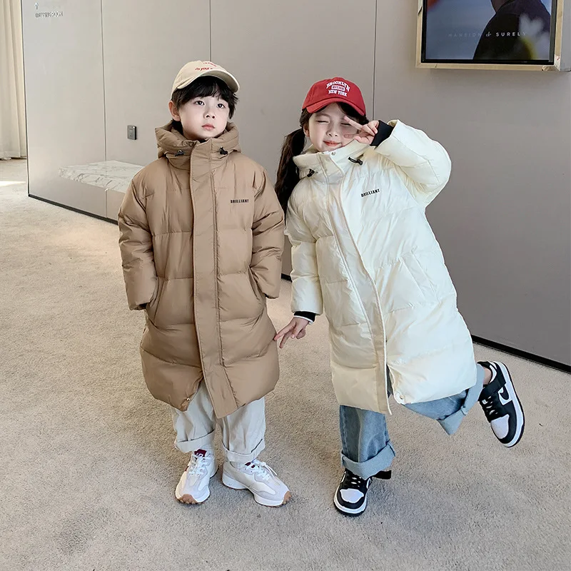 2022 Winter new Children' Winter Clothes Teenager Colorful Fashion Hooded Down Jacket Boys Girls Windproof Thick Warm Long Coat