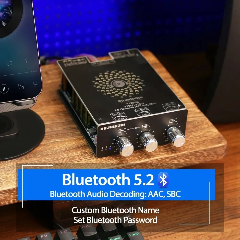 T220H 220 Вт * 2 уровень лихорадки без потерь BT модуль платы аудиоусилителя стерео