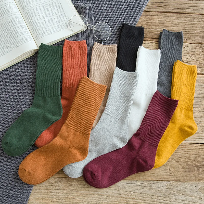 5 Pair Autumn new women's Harajuku retro colorful high quality fashion cotton color casual socks