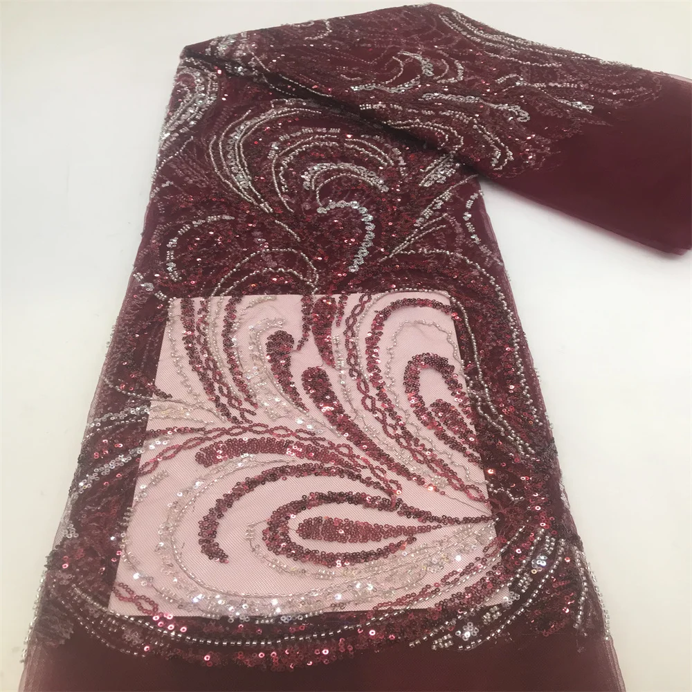 2024 Новая африканская нигерийская кружевная ткань высококачественные бусины